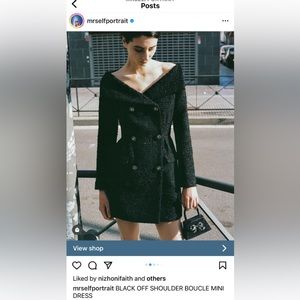 Self-Portrait Black Off-Shoulder Mini Dress